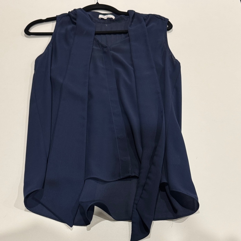 Parker Elegant Navy Sleeveless Blouse
